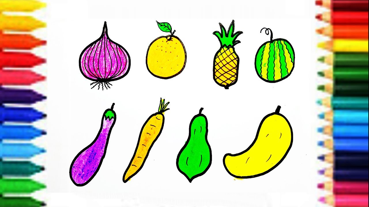 1280x720 Learn Names Of Fruits Vegetables For Kids How To Draw