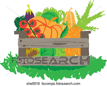 450x360 Stock Illustration Of A Crate Of Fruit And Vegetables She0016