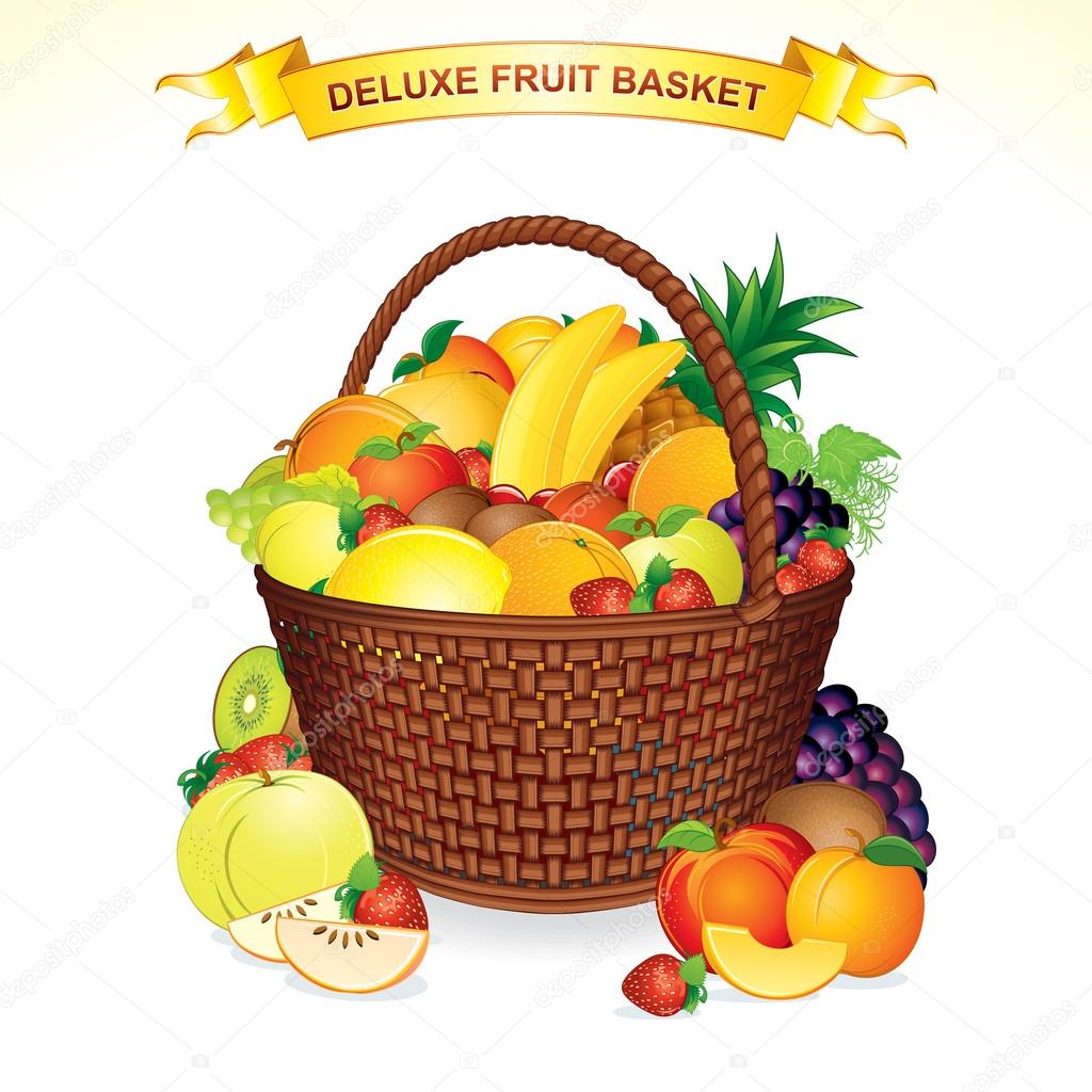 1024x1024 Fruit Basket Illustration Stock Vector Pilart