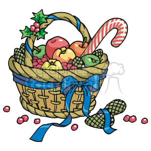 300x300 Royalty Free Colorful Fruit Basket With Blue Ribbon 143581 Vector