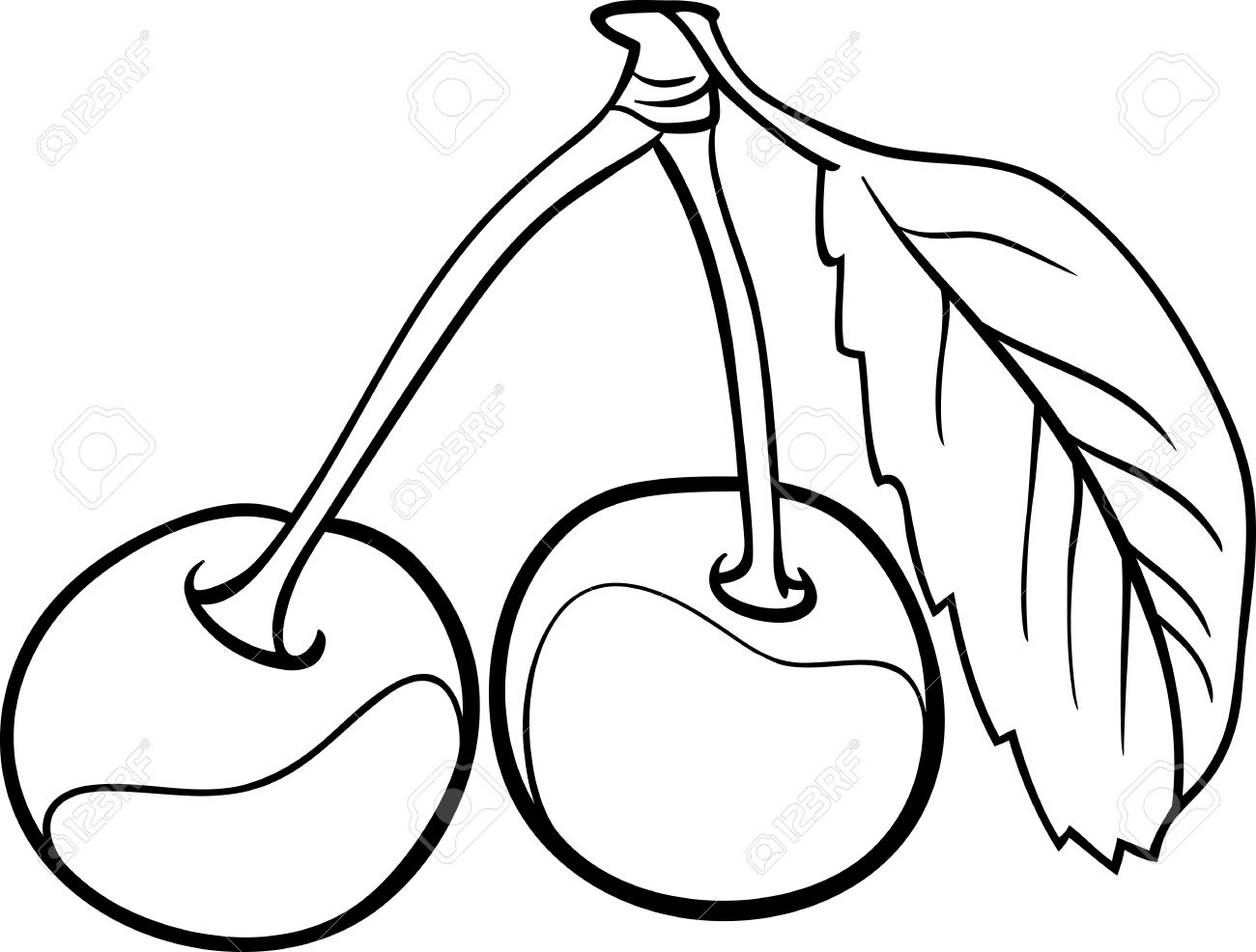 1300x986 Cherries Clipart Black And White