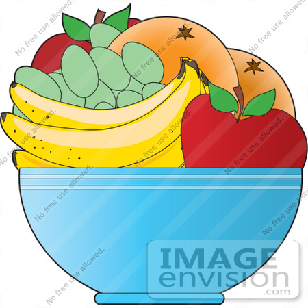 450x450 Clipart Of A Fruit Bowl With Apples, Oranges, Green Grapes