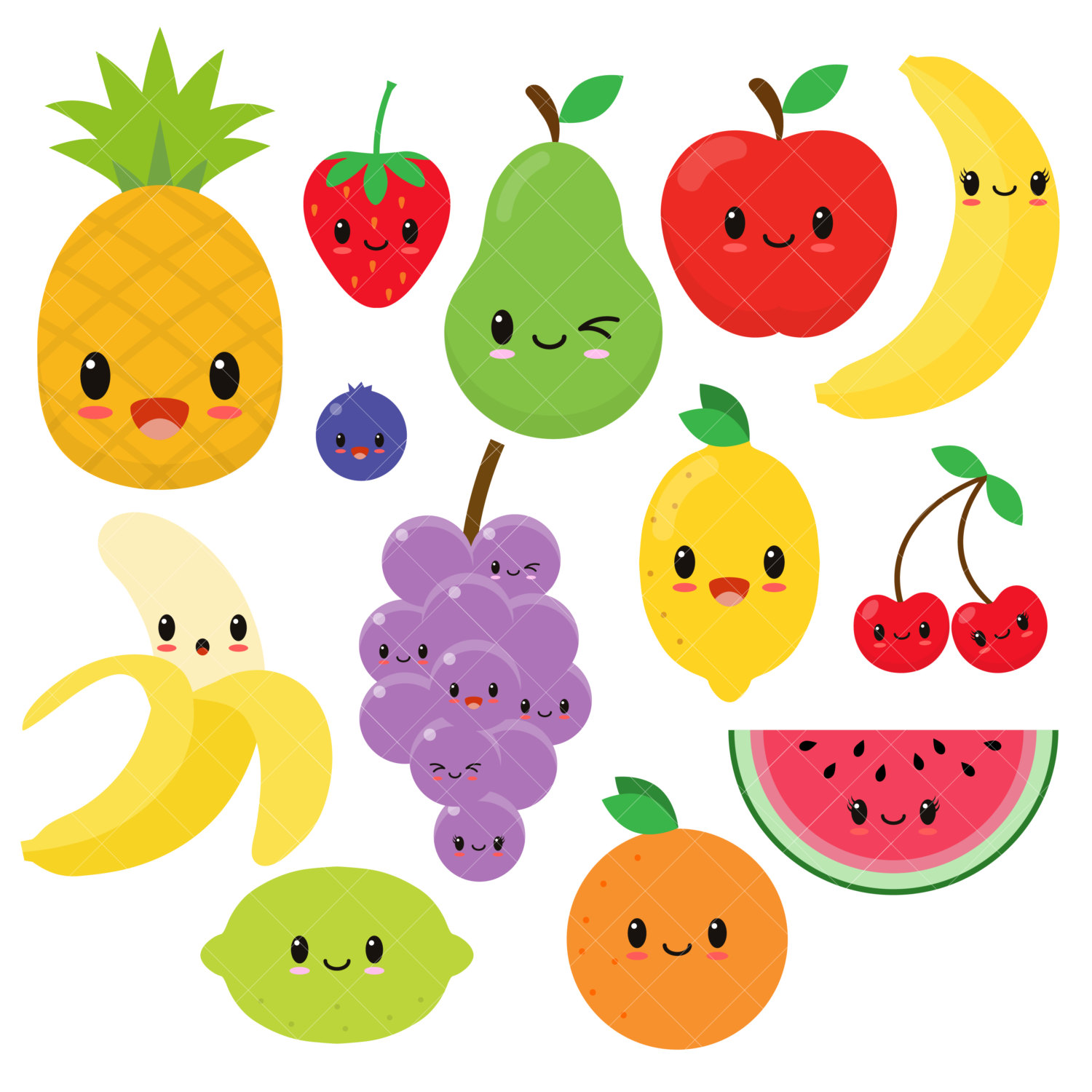 1500x1500 Fruit Clipart Kawaii