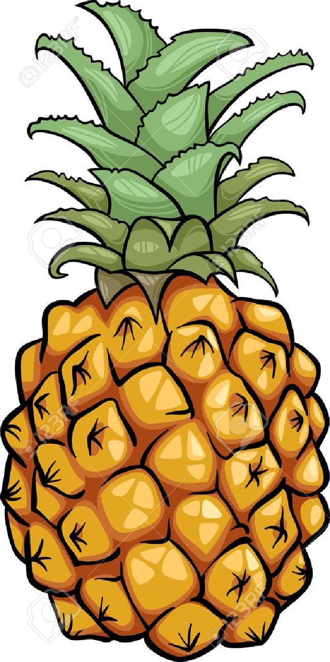 648x1300 Cartoon Illustration Of Pineapple Fruit Food Object Royalty Free