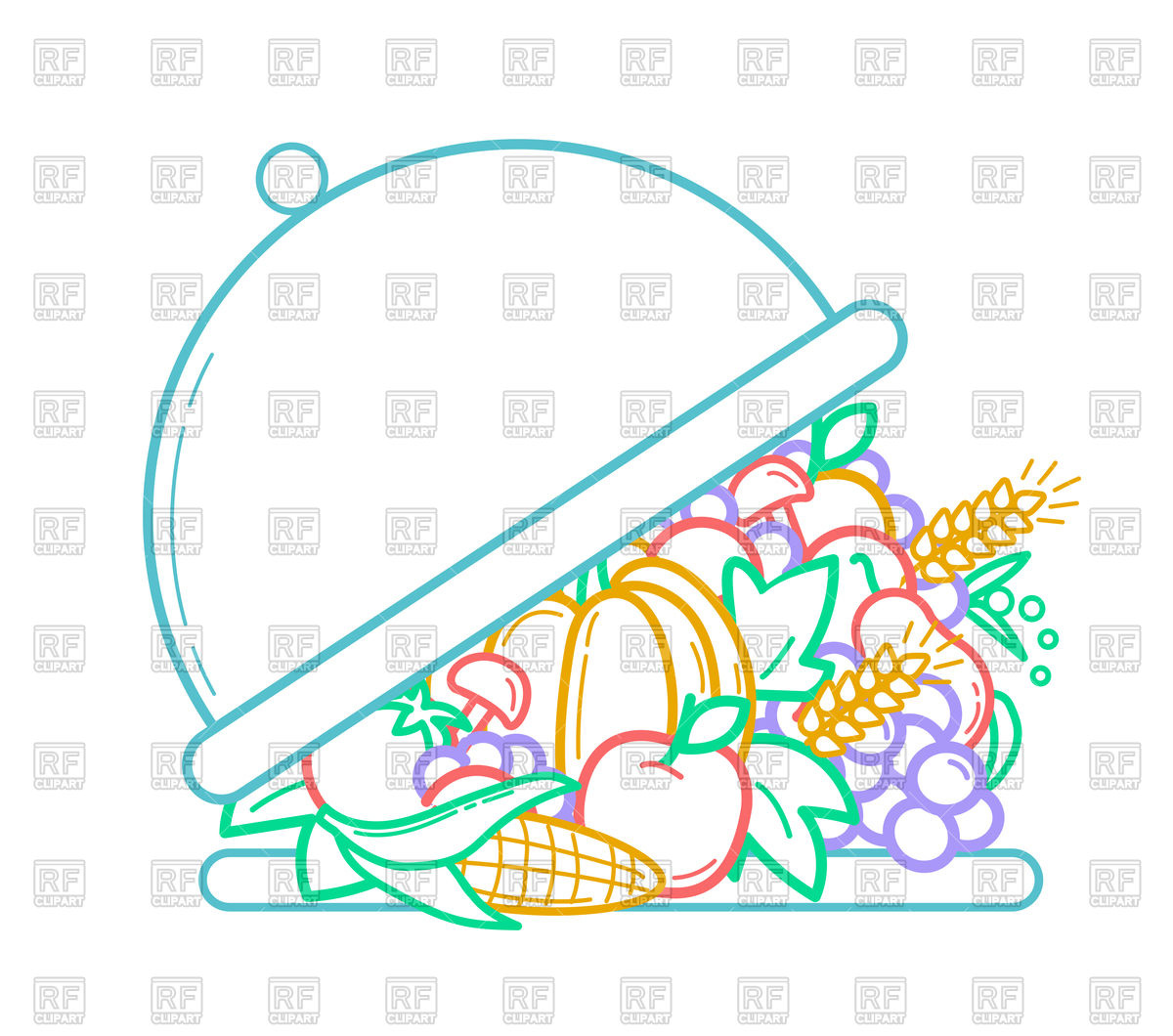 1200x1060 Opening Tray With Fruits And Vegetables Royalty Free Vector Clip