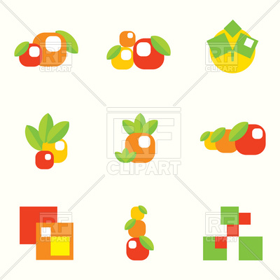 400x400 Symbolic Fruits And Vegetables Design Elements Royalty Free Vector