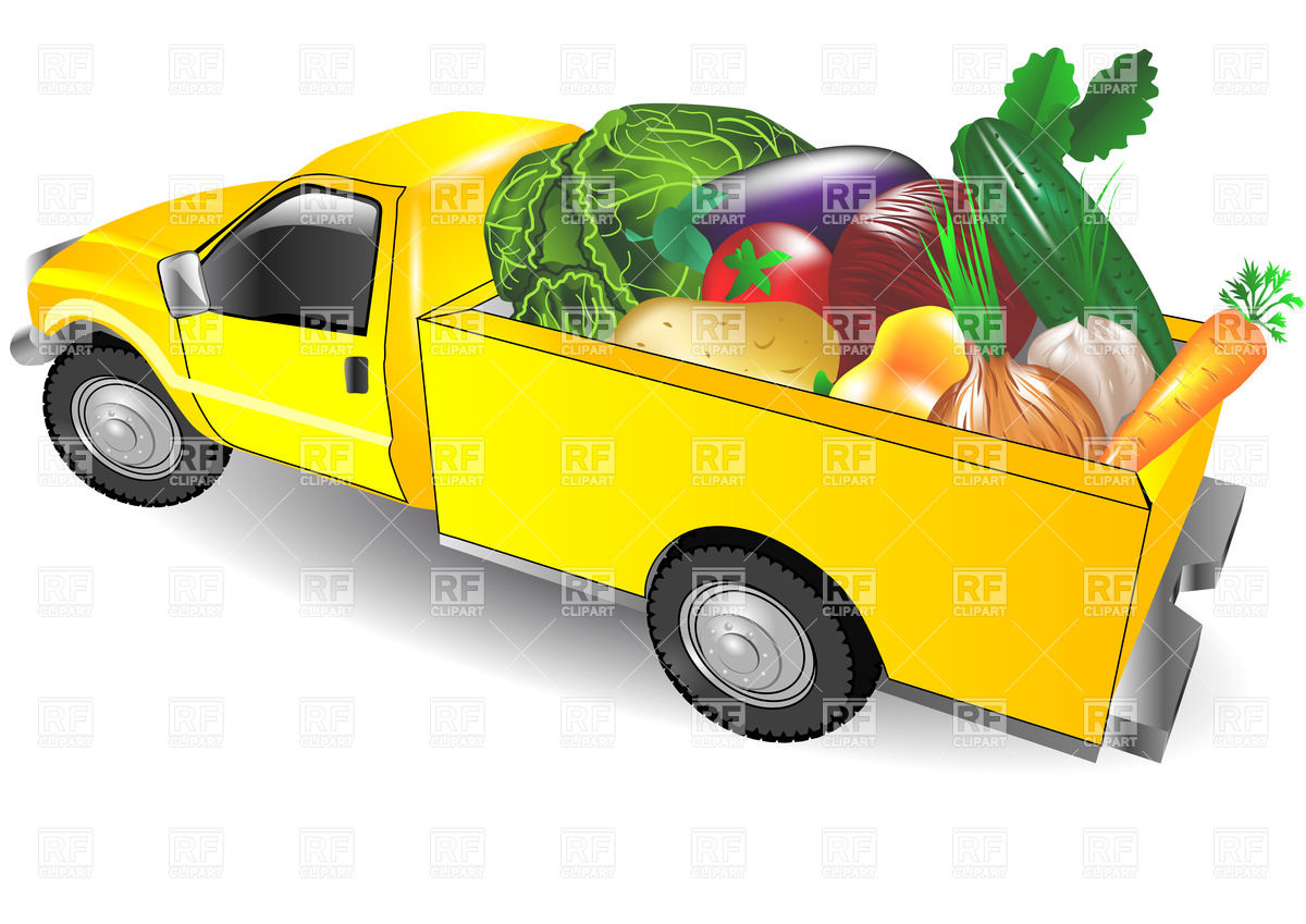 1200x849 Yellow Fruit Truck With Vegetables Royalty Free Vector Clip Art