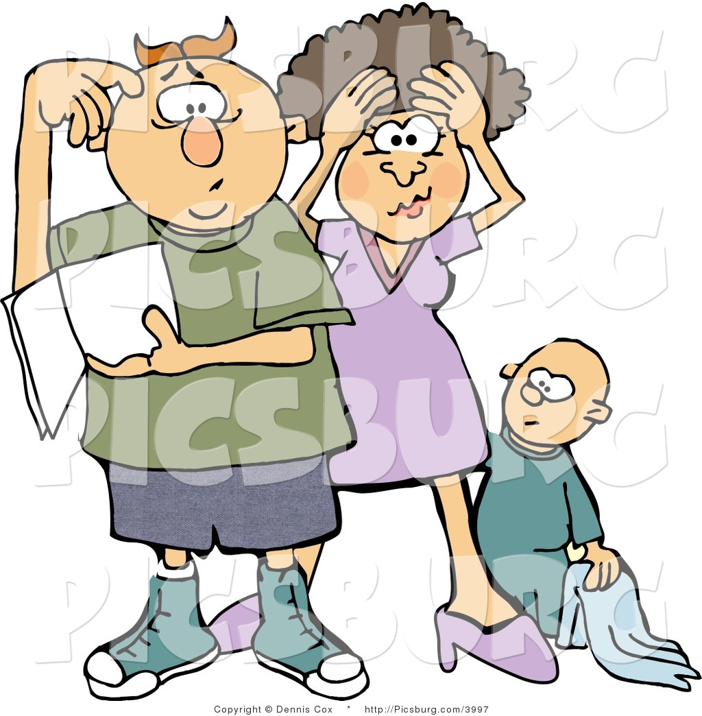 1024x1044 Clip Art Of A Frustrated New Mother And Dad Trying To Figure Out