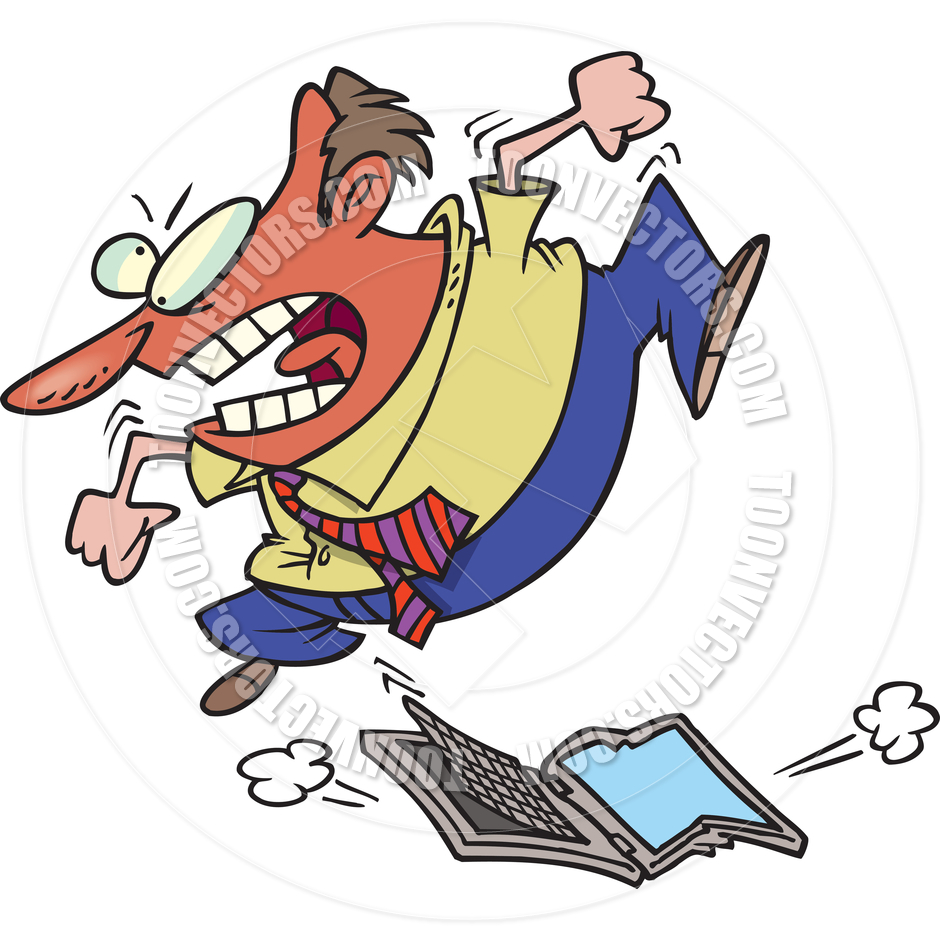 940x940 Cartoon Man Jumping On Laptop By Ron Leishman Toon Vectors Eps