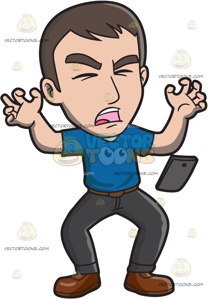 713x1024 A Frustrated Man Dropping His Phone Cartoon Clipart