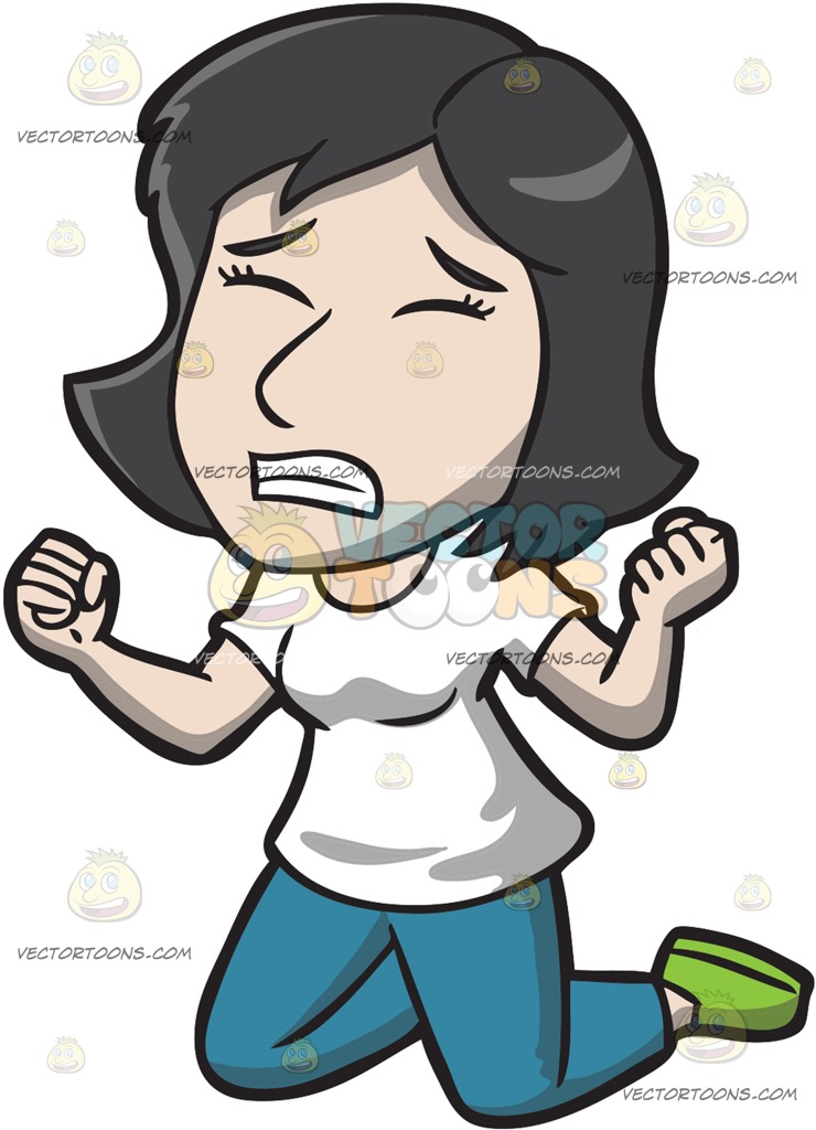 740x1024 A Frustrated Woman On Her Knees Cartoon Clipart