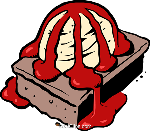 480x419 Brownie With Fudge Sauce Royalty Free Vector Clip Art Illustration