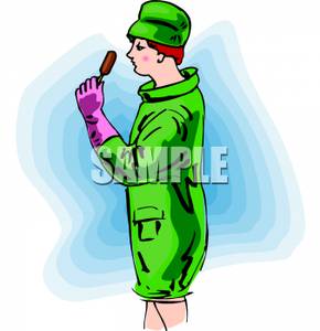 290x300 Woman With A Fudge Ice Cream Bar Clip Art Image