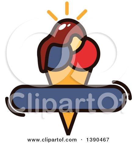 450x470 Clipart Of A Waffle Ice Cream Cone Topped With Fudge, With Text