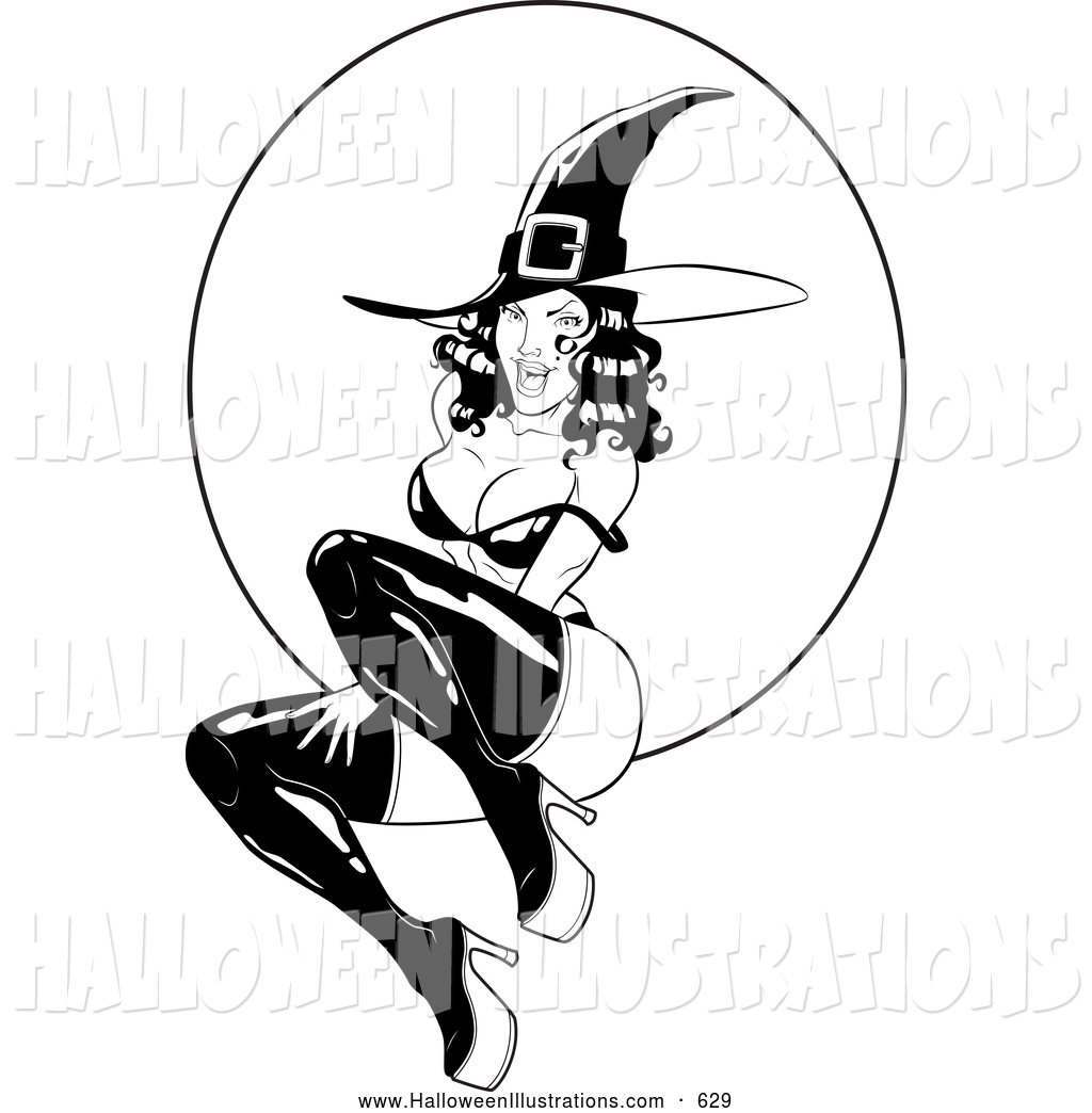 1024x1044 Halloween Clip Art Of A Creepy Witch Flying Over A Full Moon By