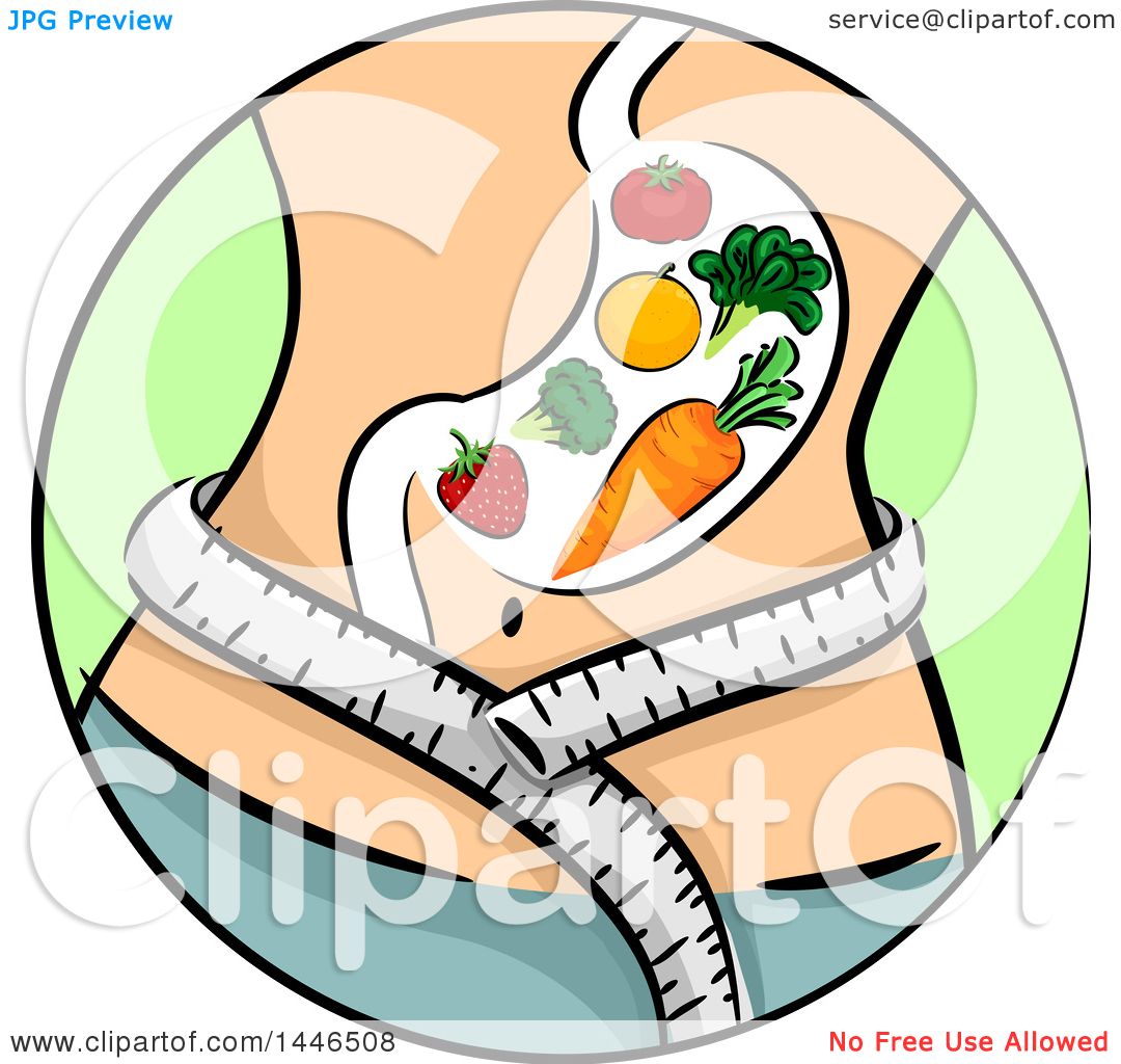 1080x1024 Clipart Of A Round Icon Of A Fit Woman's Stomach Full Of Produce