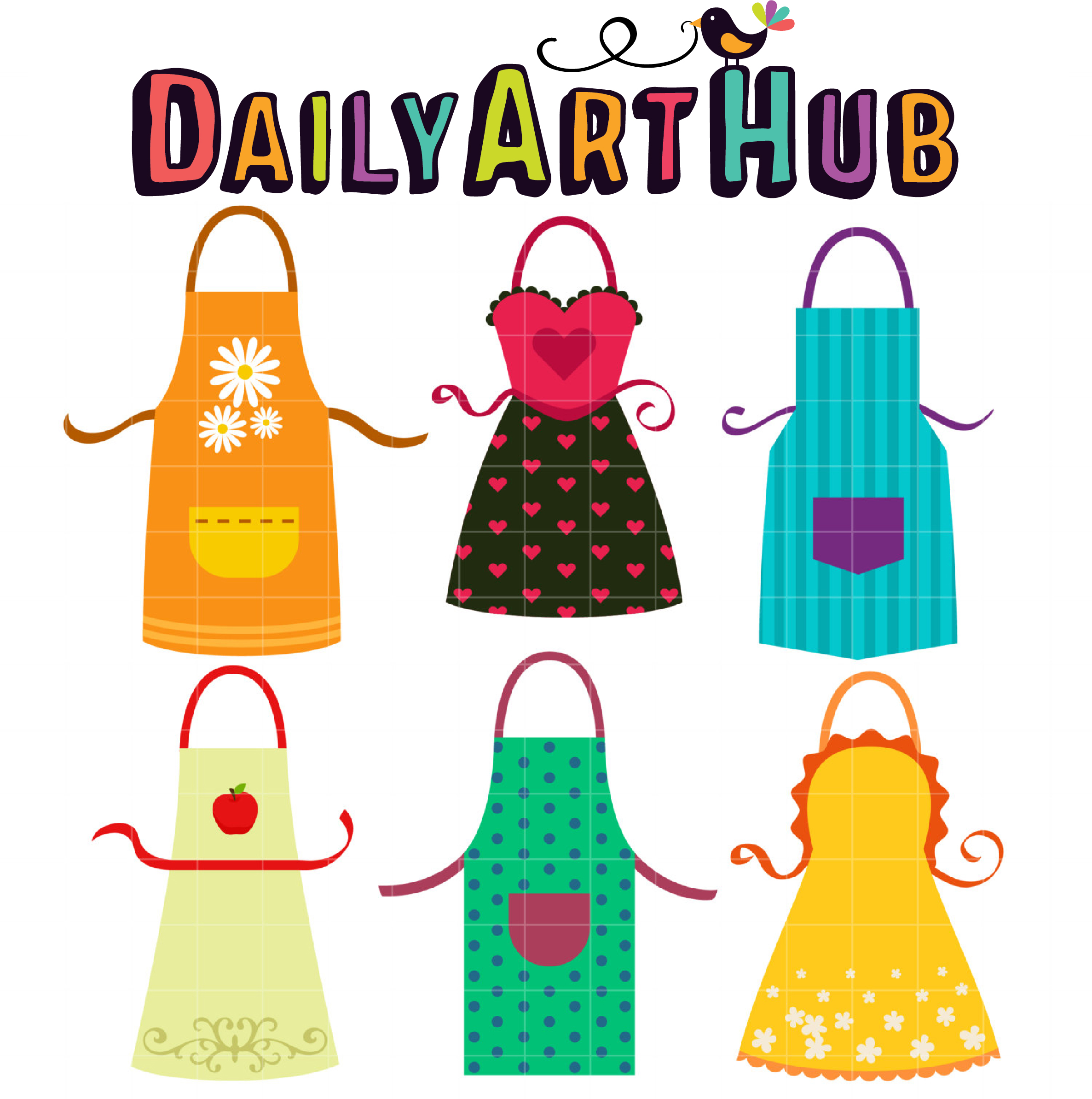 2373x2388 Fun Aprons Clip Art Set Daily Art Hub