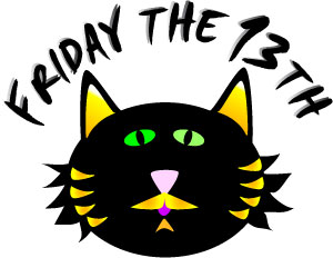 300x232 Friday The 13th Clip Art, Black Cat With Word Art Graphic