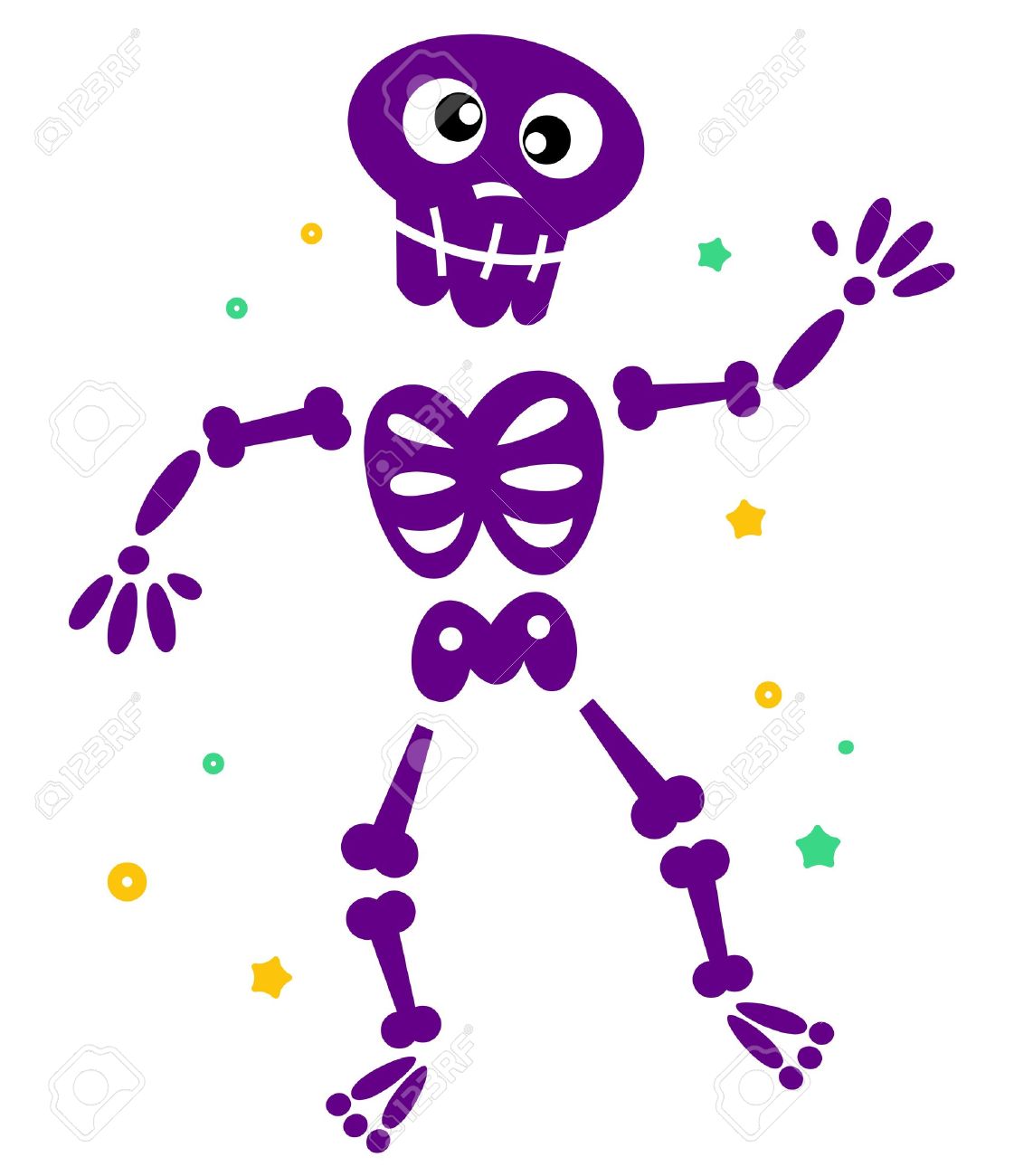 1121x1300 Funny Skeleton Isolated On White. Vector Cartoon Illustration