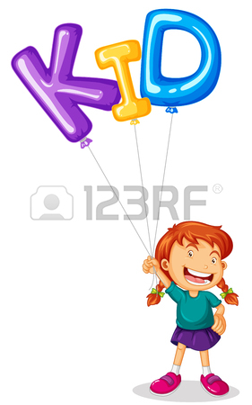 281x450 Children Holding Balloons With Word Great Illustration Royalty