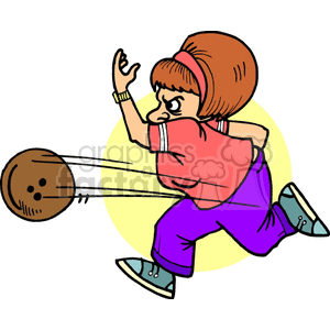 300x300 Royalty Free Cartoon Lady Bowling 168630 Vector Clip Art Image
