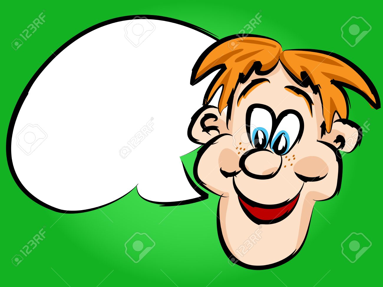1300x975 Funny Hand Drawn Face Red Head Cartoon Man Or Guy With White