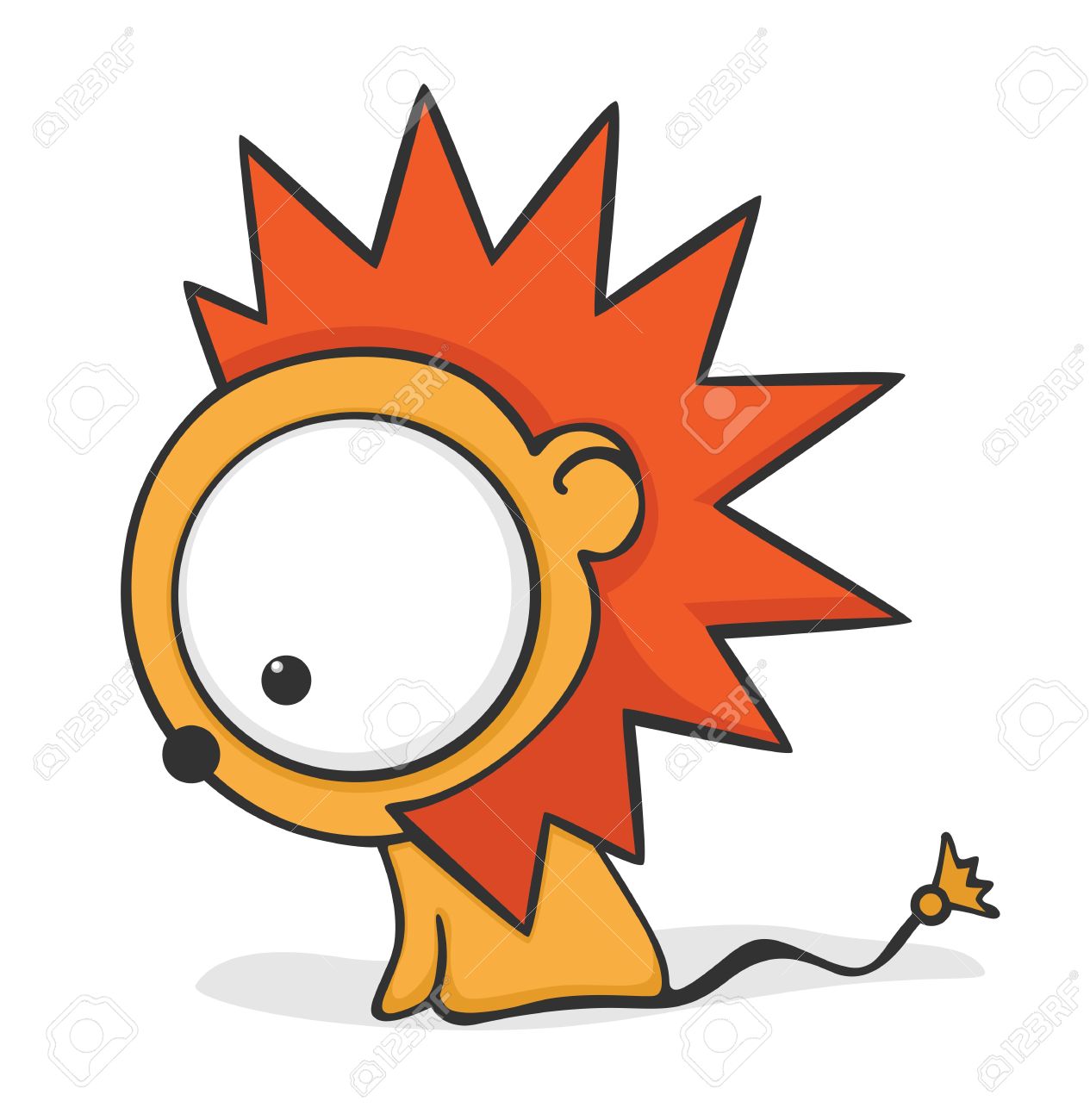 1265x1300 Cute And Funny Cartoon Lion With Huge Eyes. Royalty Free Cliparts