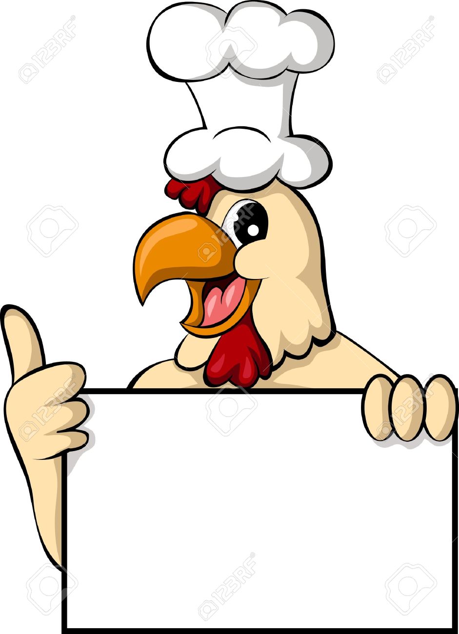 941x1300 Funny Cartoon Chicken With Blank Sign Royalty Free Cliparts