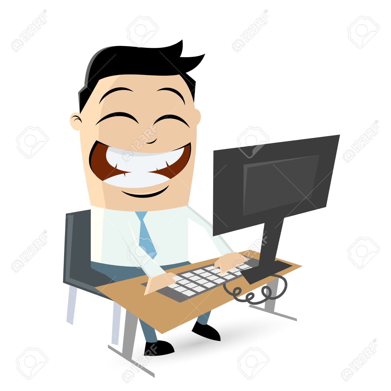 1300x1300 Funny Cartoon Man Sitting On Computer Royalty Free Cliparts