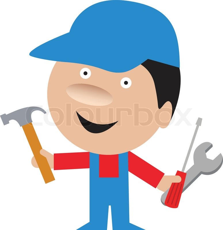 775x800 Funny Cartoon Of Handyman Repairman Stock Vector Colourbox