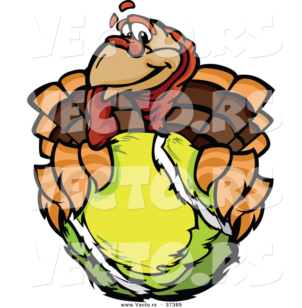 1024x1044 Vector Of A Cartoon Turkey Mascot Holding Out A Tennis Ball By