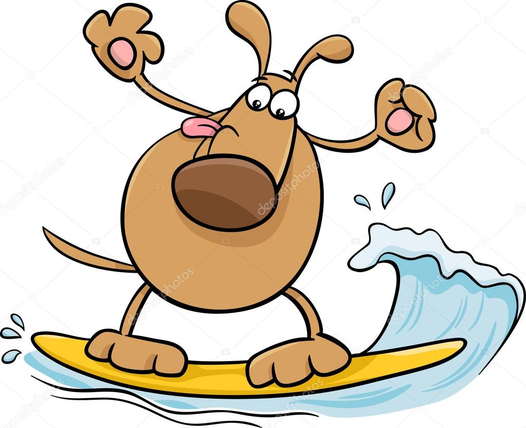 1023x832 Surfing Dog Cartoon Illustration Stock Vector Izakowski