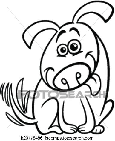 385x470 Clip Art Of Funny Dog Cartoon Coloring Page K20778486