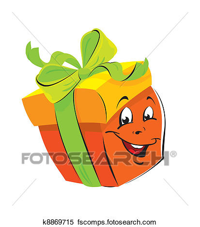 413x470 Clipart Of Gift Box Cartoon With Funny Face K8869715