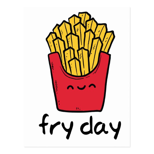 540x540 Funny Pun Friday Happy French Fries Cartoon Postcard