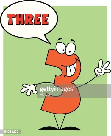 373x460 Funny Number Guy Three With Speech Bubble Stock Vectors