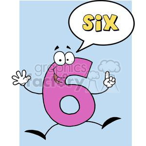 300x300 Royalty Free Funny Number Guy Six With Speech Bubble 381208 Vector