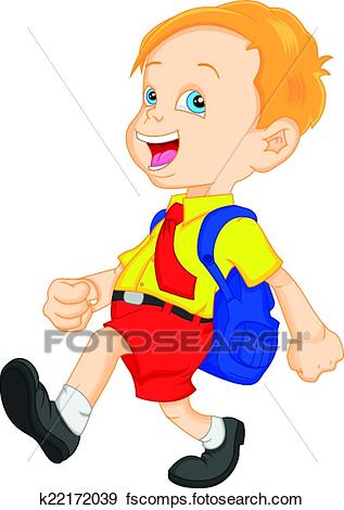 317x470 Clip Art Of Funny School Boy With Bag K22172039