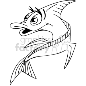 300x300 Royalty Free Funny Water Fish In Black And White 377226 Vector