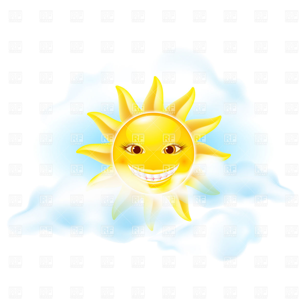 1200x1200 Smiley Sun With Funny Eyelashes Royalty Free Vector Clip Art Image