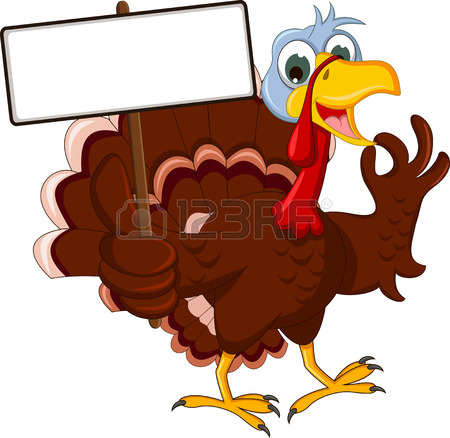 450x438 Funny Turkey Cartoon Posing With Blank Sign Royalty Free Cliparts