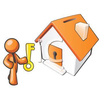 350x350 Royalty Free Clip Art Image Orange Man Character Holding The Key