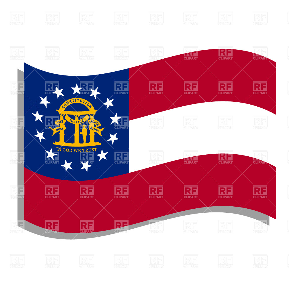 1000x1000 Georgia State Flag And Map Outline Royalty Free Vector Clip Art
