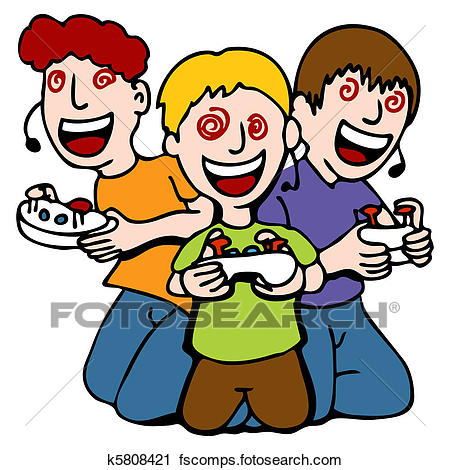 450x470 Clipart Of Computer Video Game Addict Kid K6729222