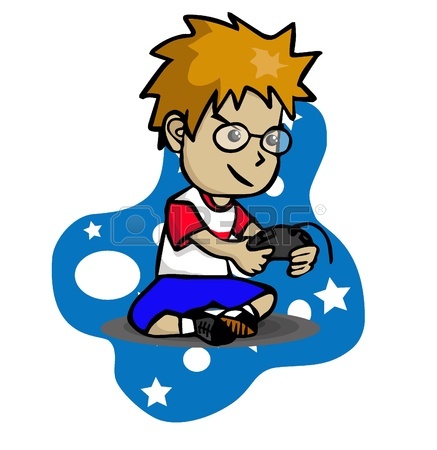 437x450 Happy Little Kid Playing Video Game Royalty Free Cliparts, Vectors