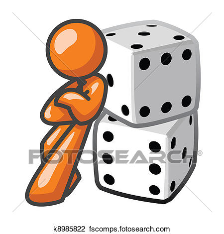 450x470 Clip Art Of Orange Man Leaning Against Dice K8985822