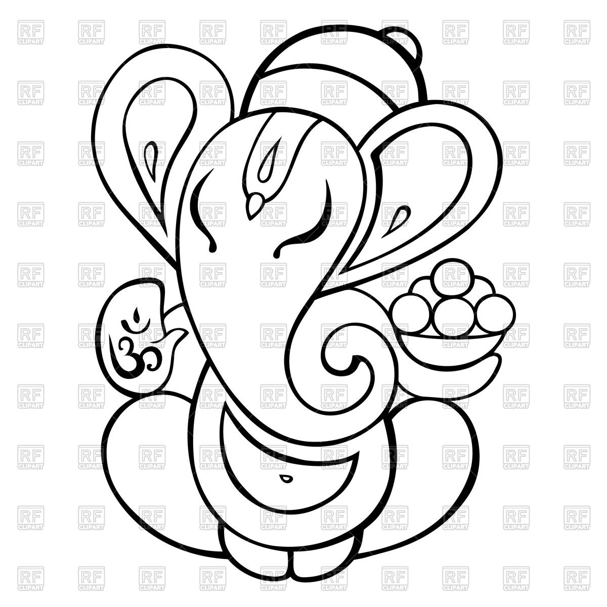 1200x1200 Outline Of Lord Ganesha Royalty Free Vector Clip Art Image