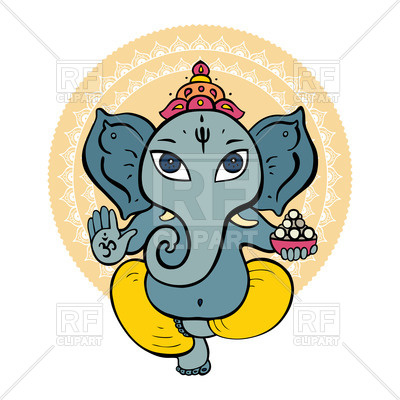 400x400 Hand Drawn Hindu God Ganesha Royalty Free Vector Clip Art Image