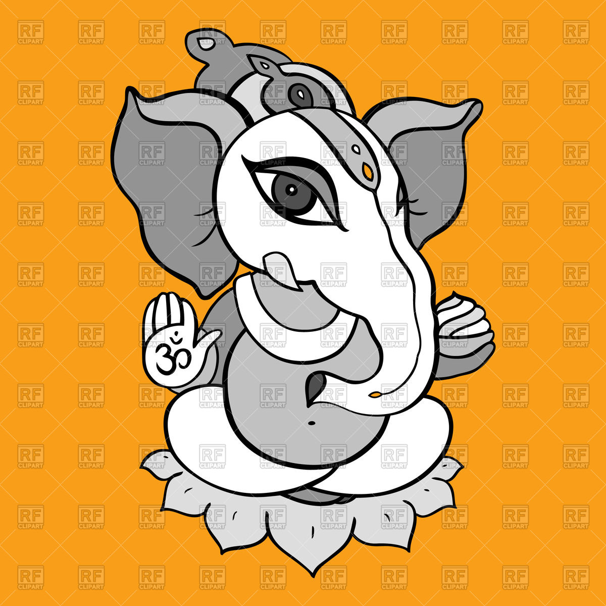 1200x1200 Cartoon Hindu God Ganesha Royalty Free Vector Clip Art Image