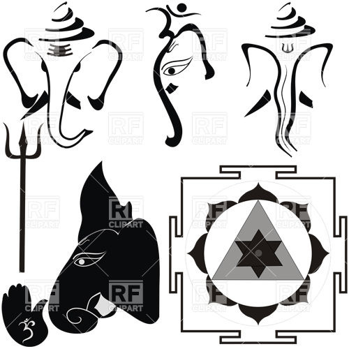500x500 Hindu God Shri Ganesha And His Attributes Royalty Free Vector Clip